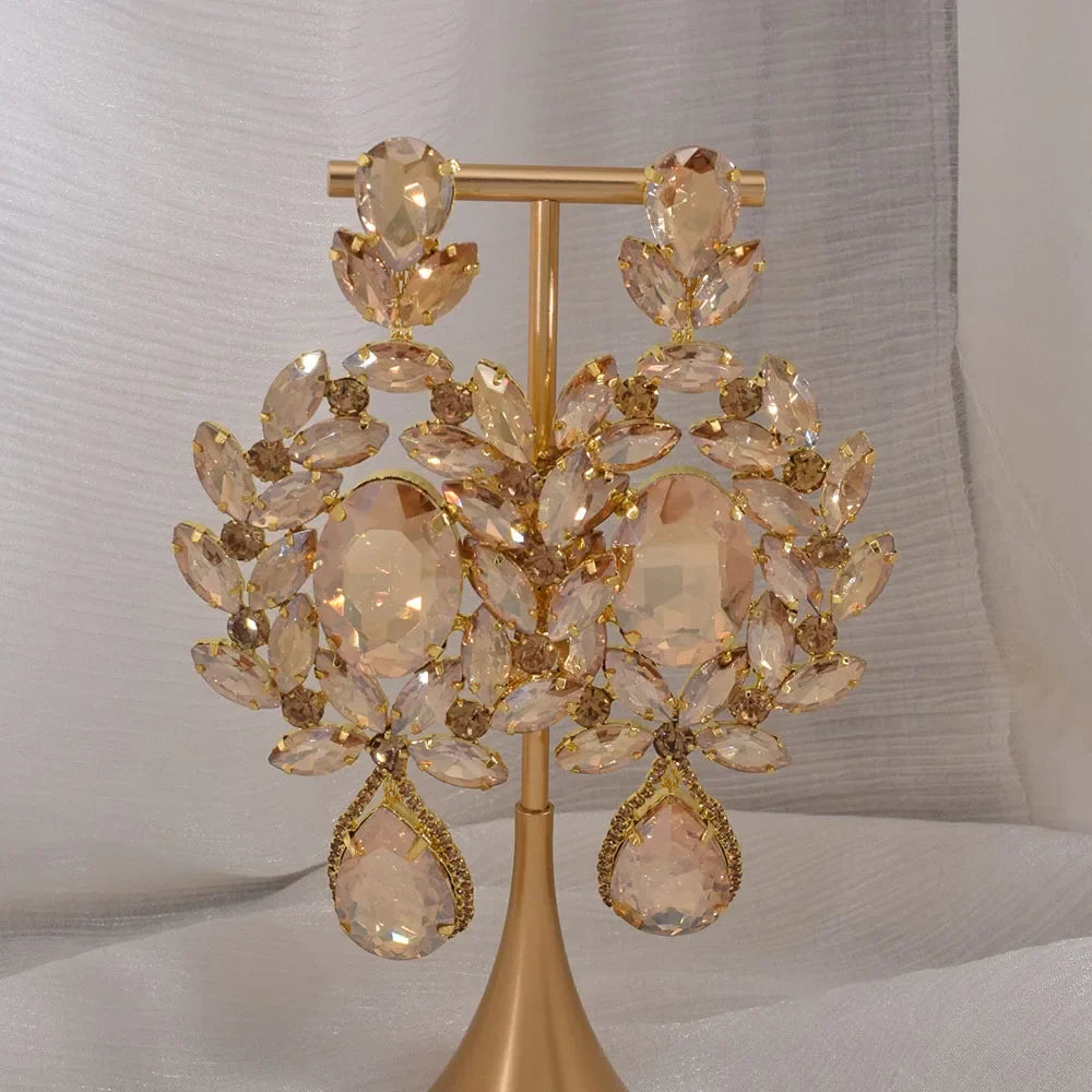Oversized Glass Gemstone Drop Earrings | 4.7-Inch