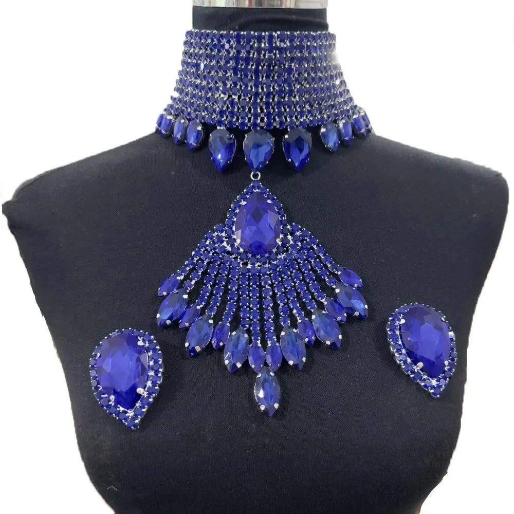 Crystal Tassel Choker & Earrings Set