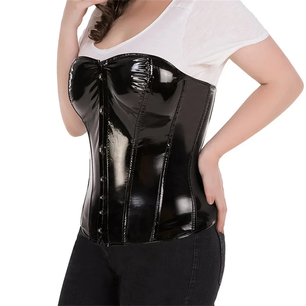 Steampunk Faux Leather Overbust Corset