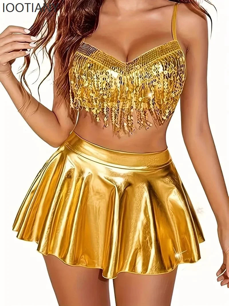 Sequin Fringe Three-Piece Festival Set