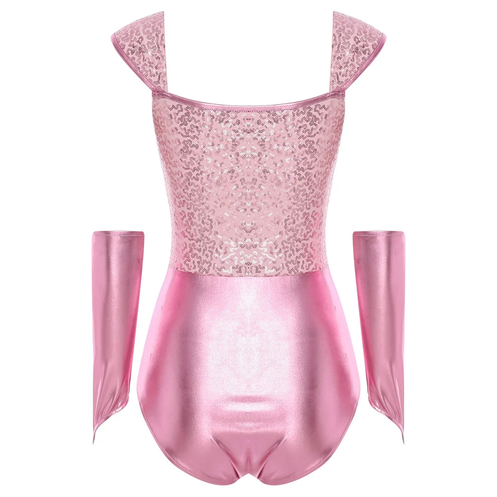 Metallic Sequin Festival Bodysuit with Removable Sleeves