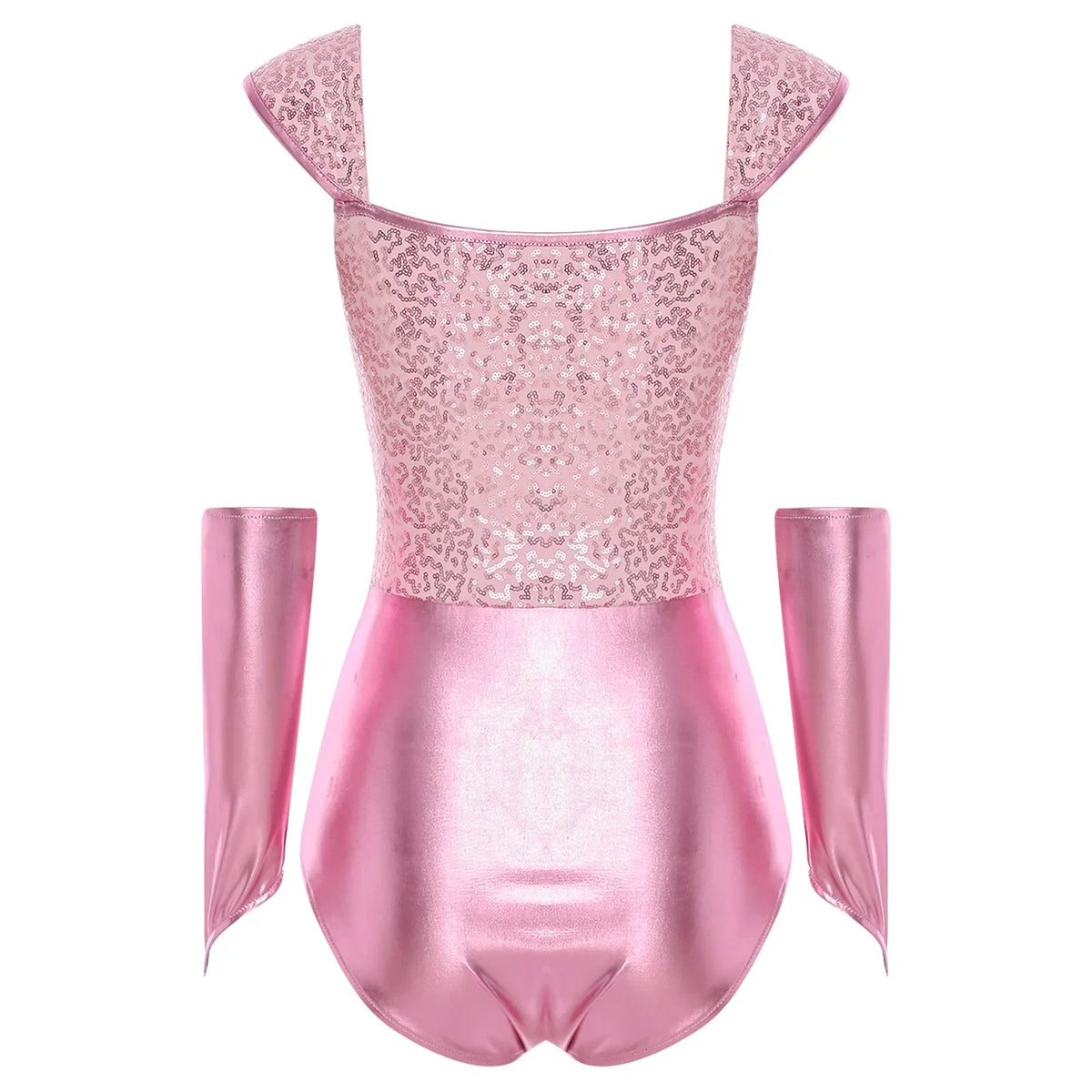 Metallic Sequin Festival Bodysuit with Removable Sleeves