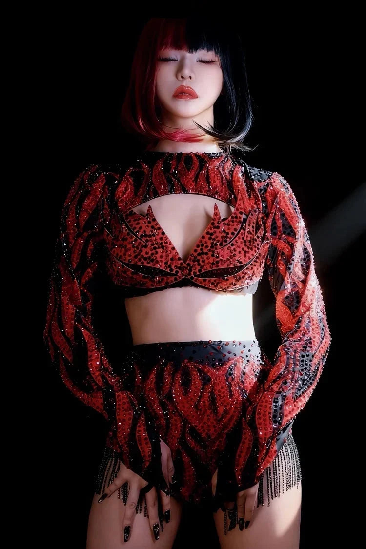 Crimson Crystal Two-Piece Festival Set