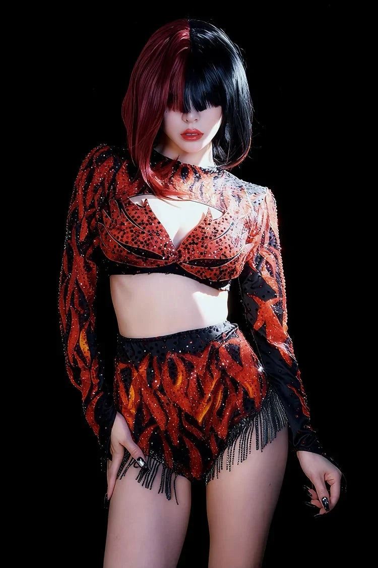 Crimson Crystal Two-Piece Festival Set
