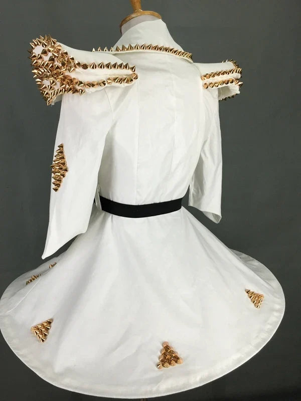White Studded Faux-Leather Festival Set