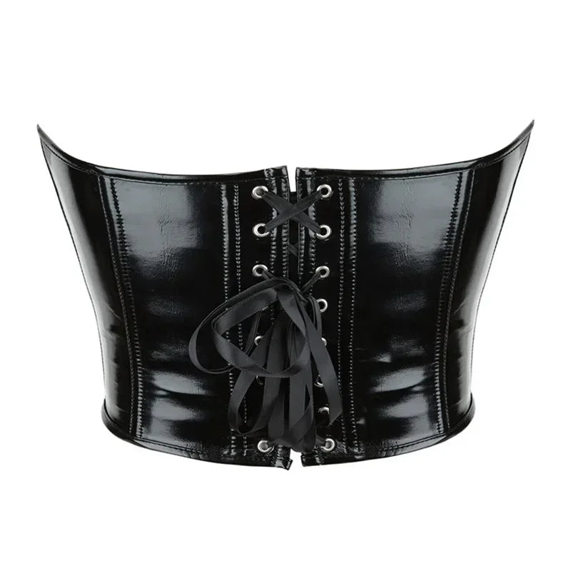 Glossy Faux Leather Corset Top