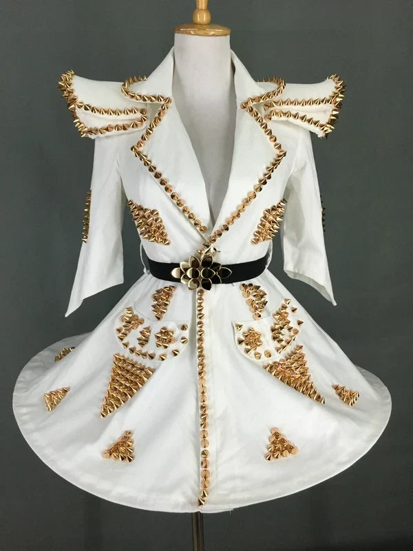 White Studded Faux-Leather Festival Set