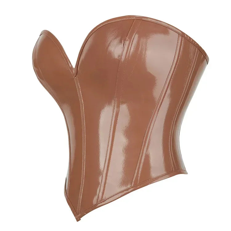 Glossy Faux Leather Corset Top