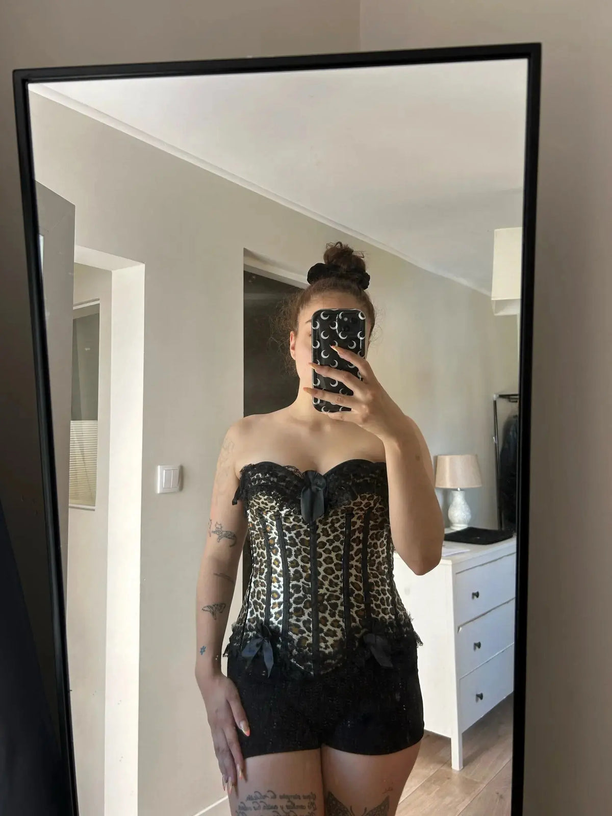 Leopard Satin Overbust Corset
