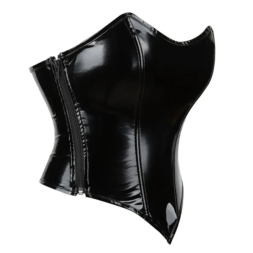 Glossy Faux Leather Corset Top