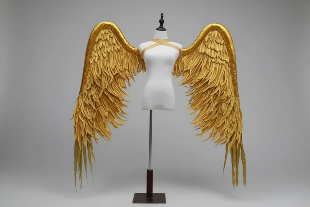 Gold Feather Angel Wings