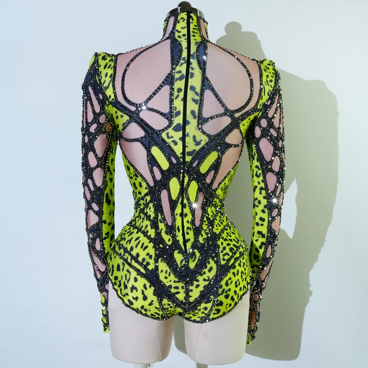 Futuristic Cyber Rhinestone Festival Bodysuit