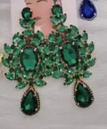 Oversized Glass Gemstone Drop Earrings | 4.7-Inch