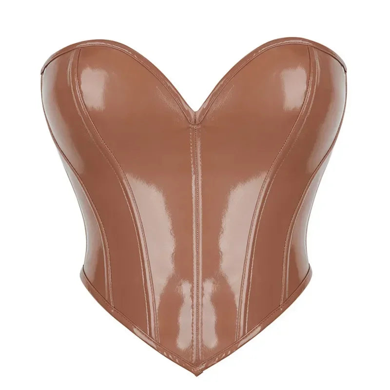 Glossy Faux Leather Corset Top