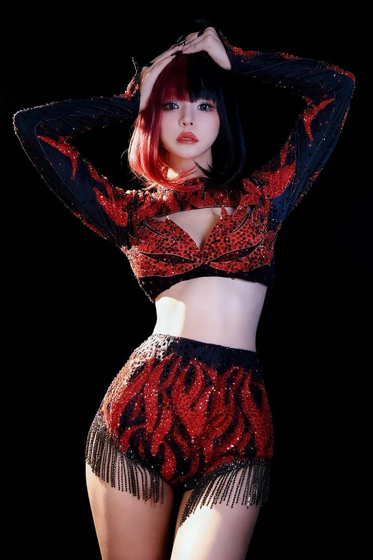 Crimson Crystal Two-Piece Festival Set
