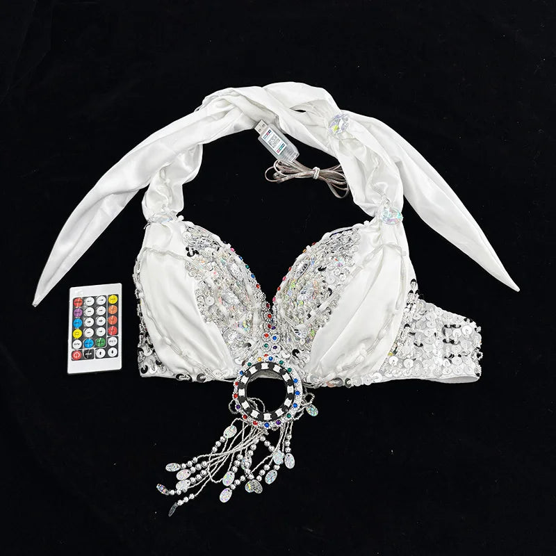 App-Controlled Bluetooth LED Glowing Belly Dance Bra & Stage Performance Top