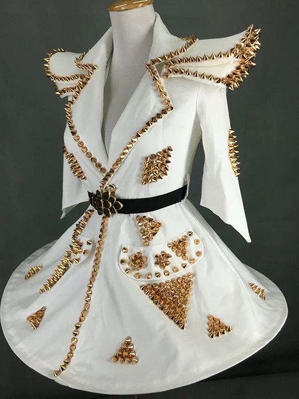 White Studded Faux-Leather Festival Set