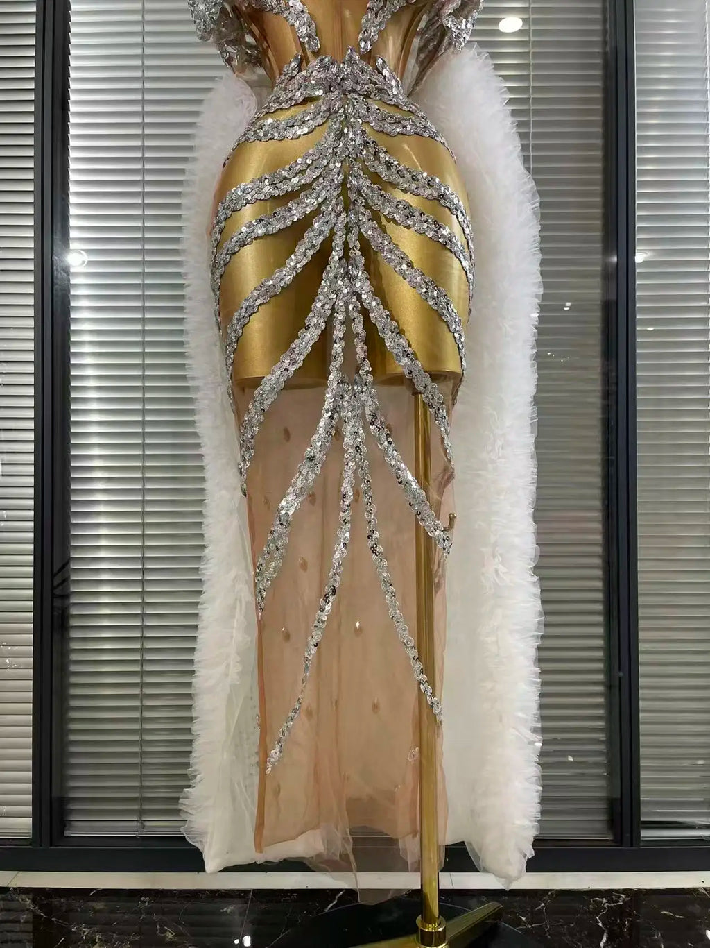 Sequin Ruffle Festival Cape Dress