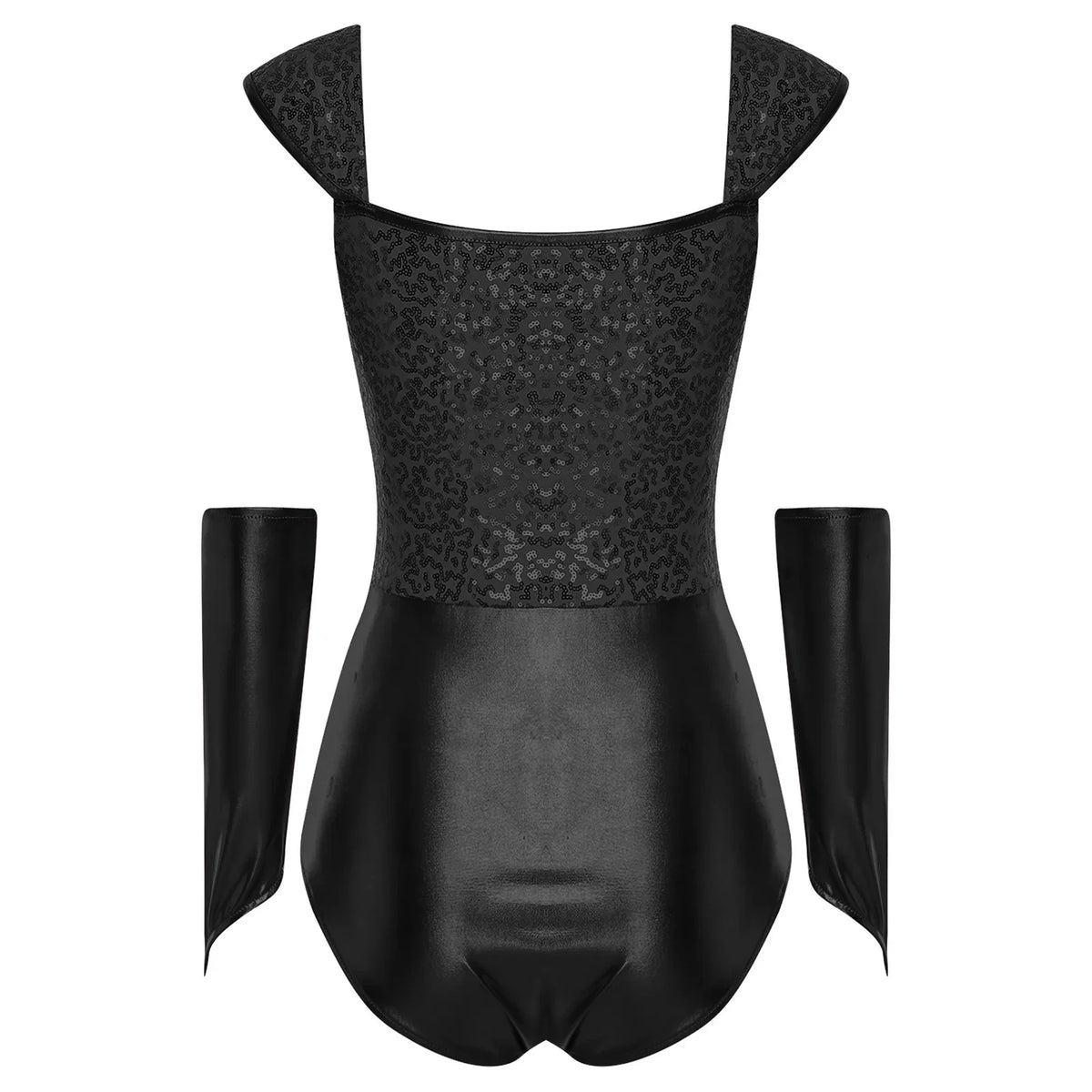 Metallic Sequin Festival Bodysuit with Removable Sleeves