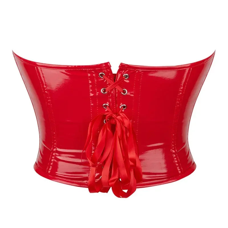 Glossy Faux Leather Corset Top