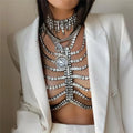 Multilayer Rhinestone Tassel Body Chain