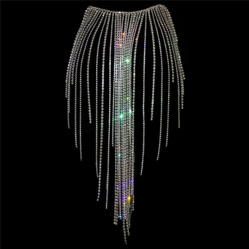 Rhinestone Tassel Body Chain Set