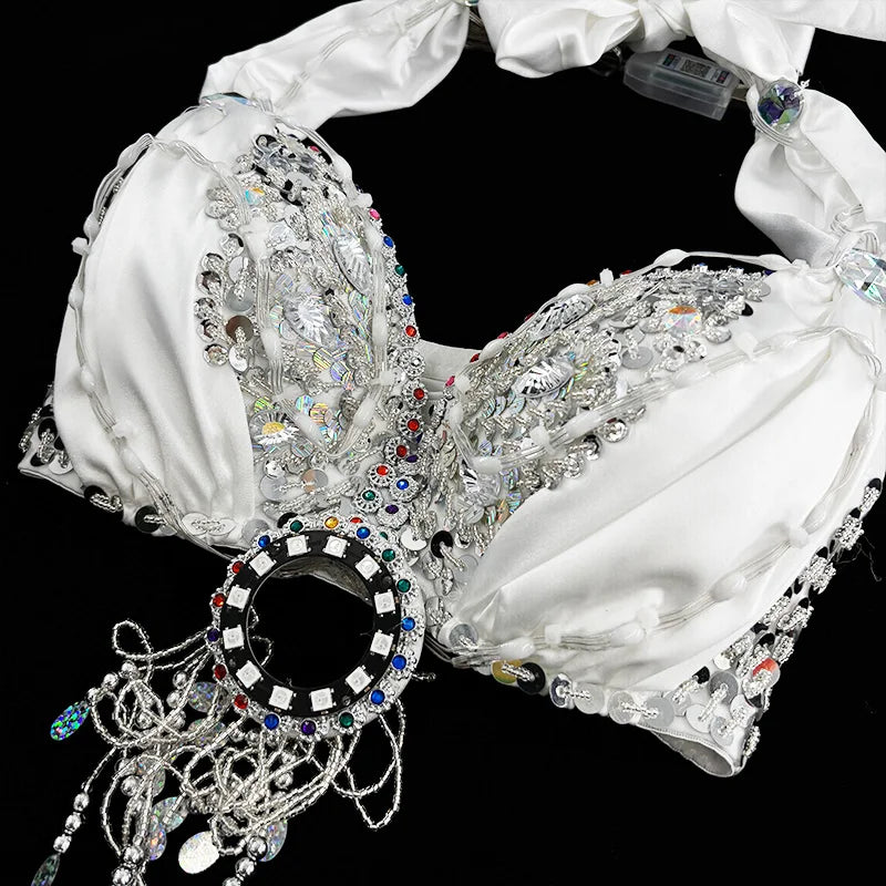 App-Controlled Bluetooth LED Glowing Belly Dance Bra & Stage Performance Top