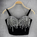 Crystal Beaded Bustier Corset Crop Top Nightclub Party Bralette