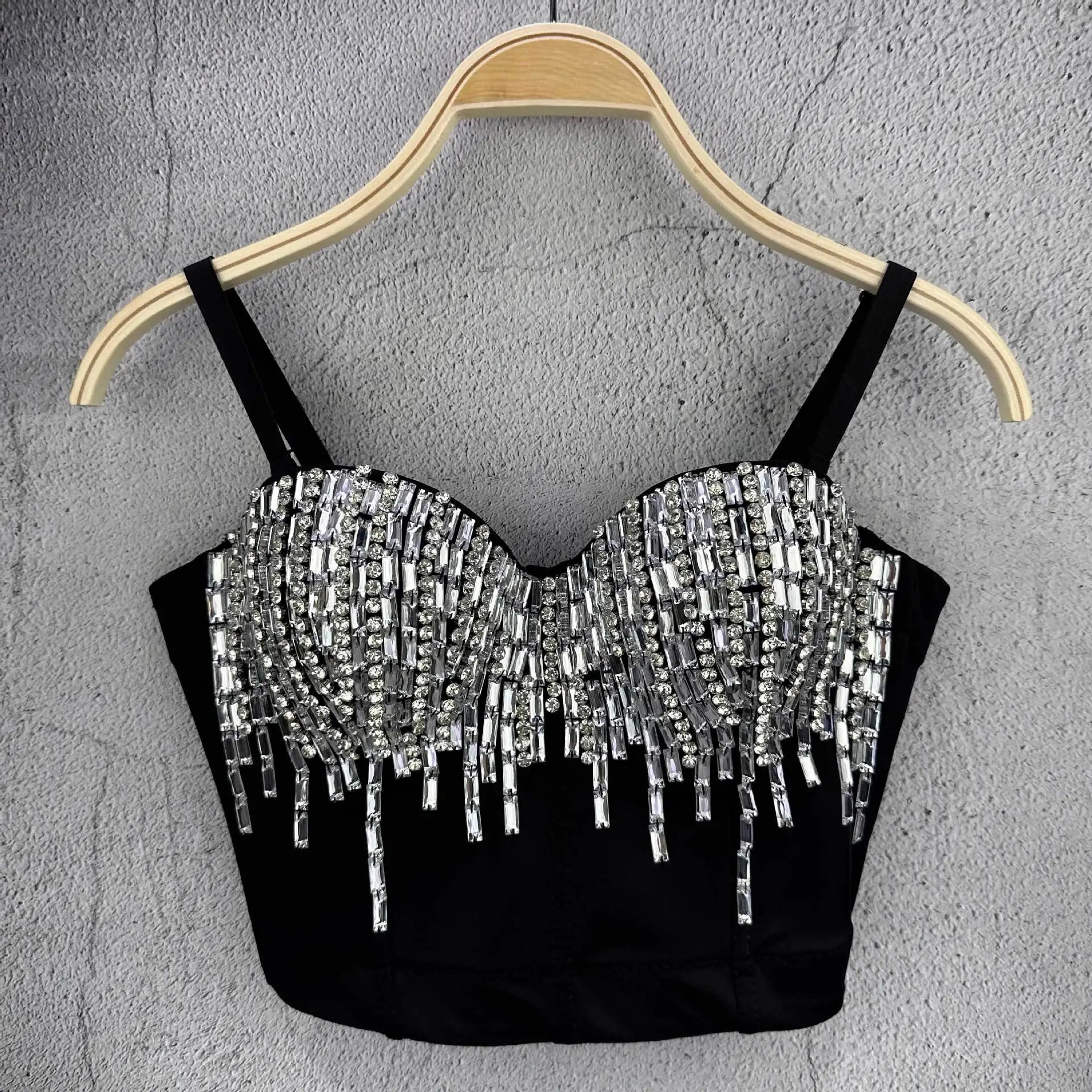 Crystal Beaded Bustier Corset Crop Top Nightclub Party Bralette