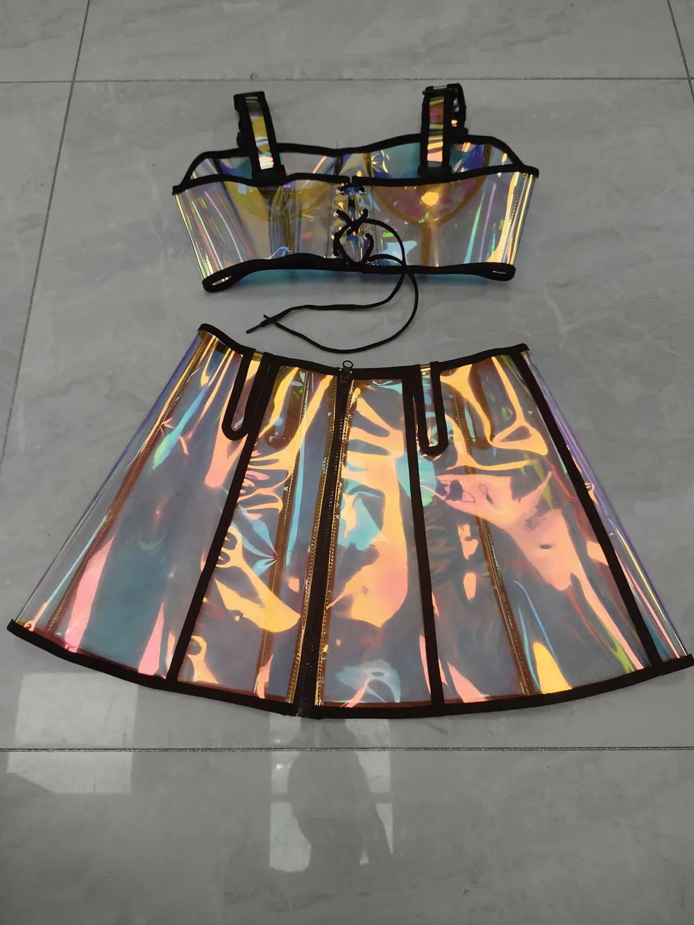 Iridescent Bra & Mini Skirt Set