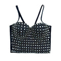 Studded Mesh Corset Bustier Crop Top