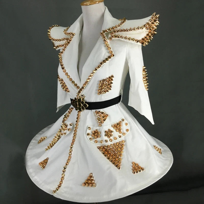 White Studded Faux-Leather Festival Set