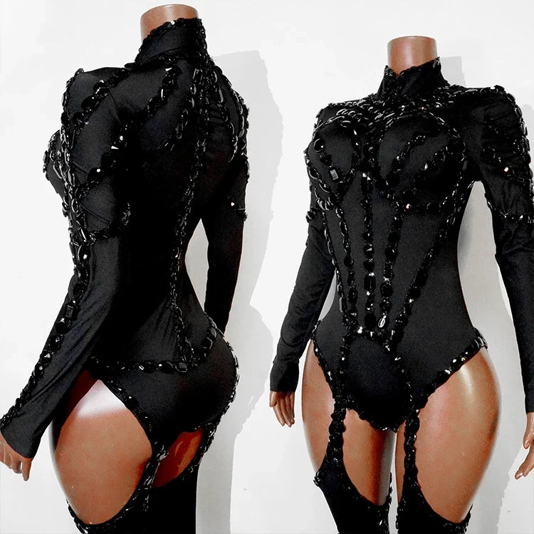 Rhinestone Mesh Festival Jumpsuit Set