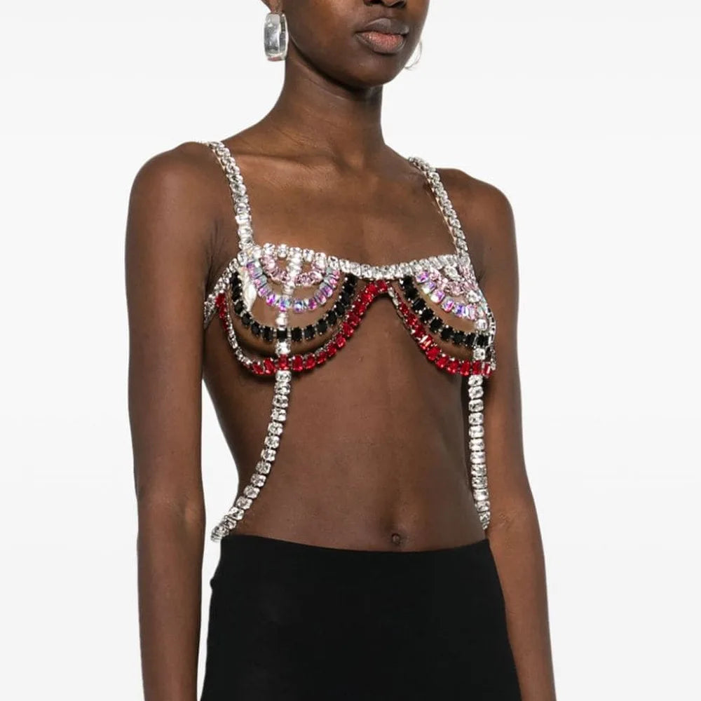 Multicolor Crystal Festival Body Chain