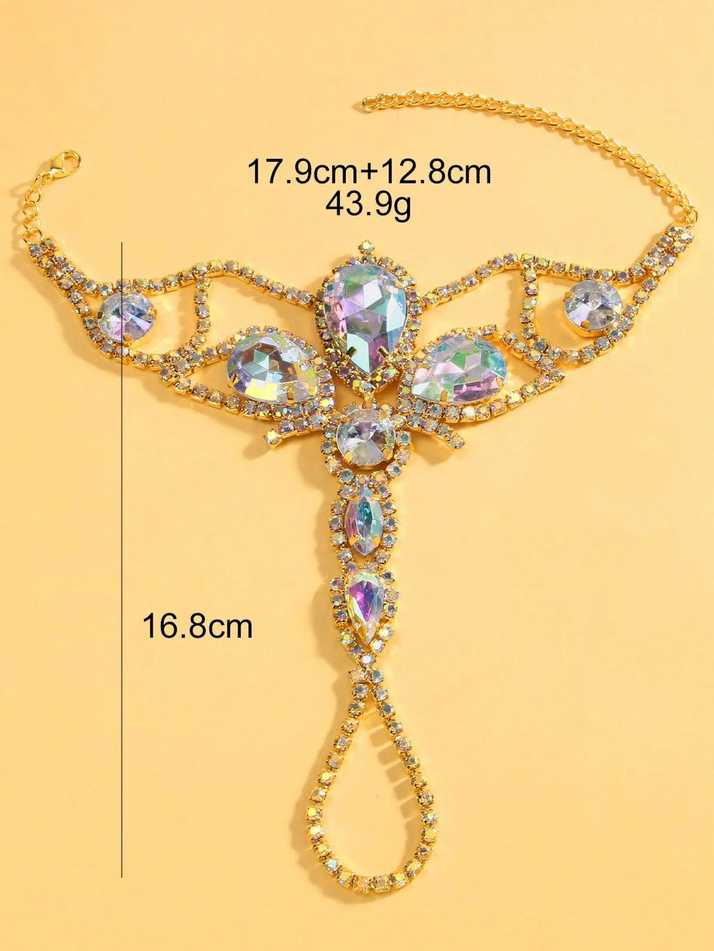 Oversized Crystal Hand Harness Bracelet