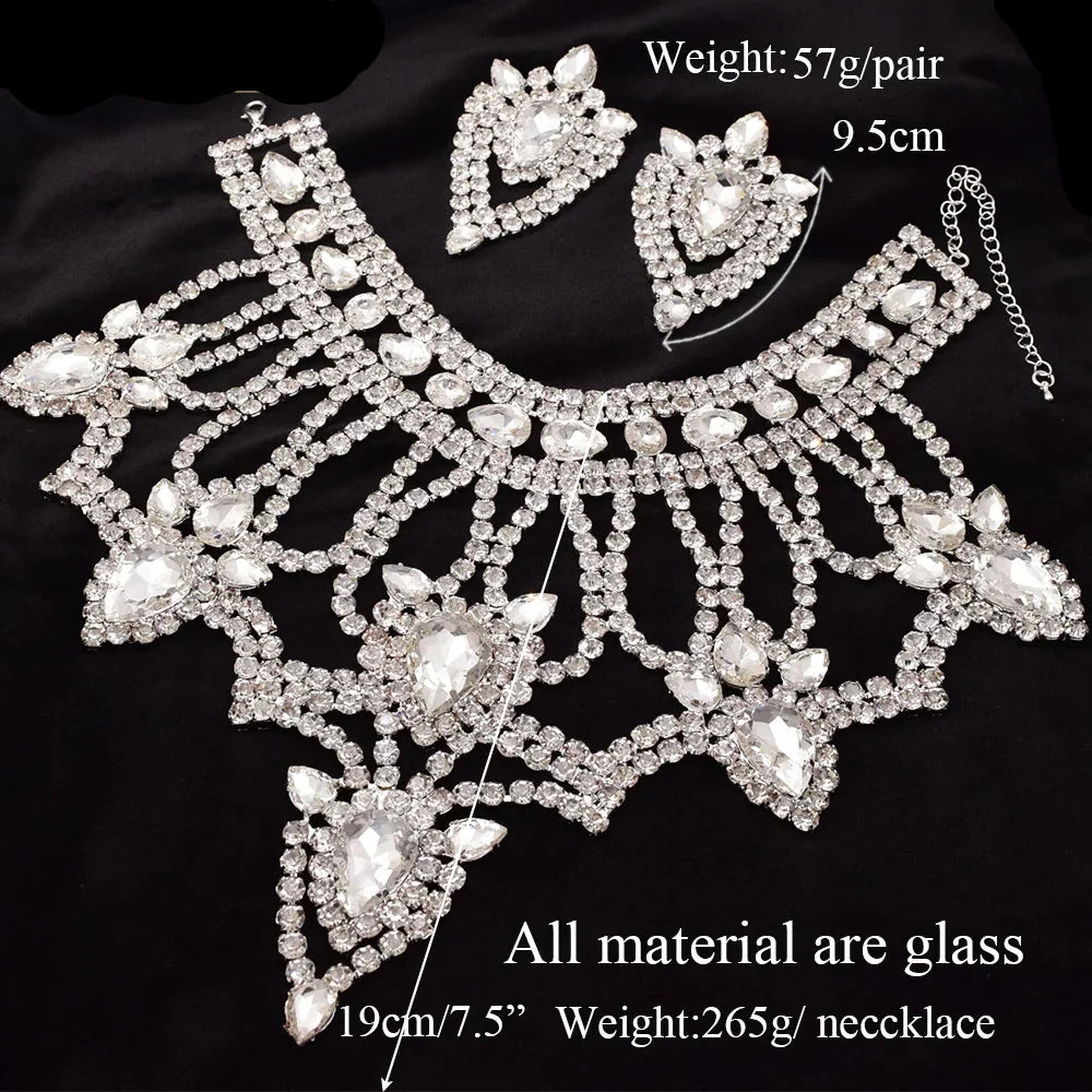 Oversized Gemstone Necklace & Earrings Set