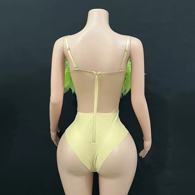 Feather & Rhinestone Festival Bodysuit