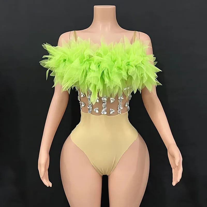 Feather & Rhinestone Festival Bodysuit