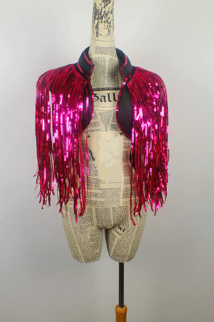 Sequin Fringe Cropped Jacket