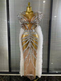 Sequin Ruffle Festival Cape Dress