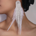 Crystal Tassel Feather Drop Earrings