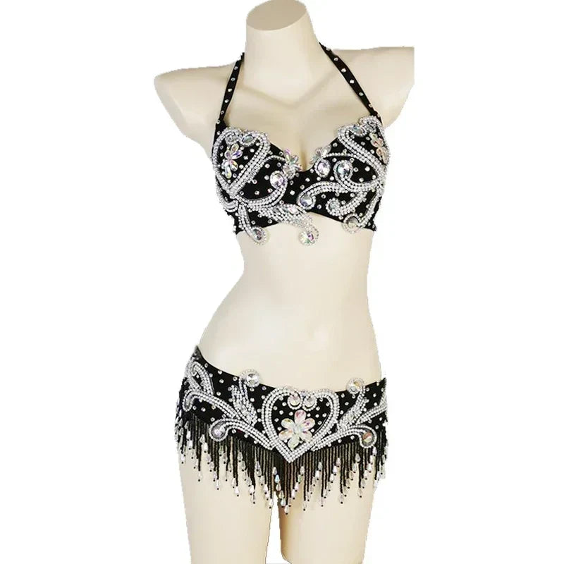 Beaded Crystal Bra & Belt Set