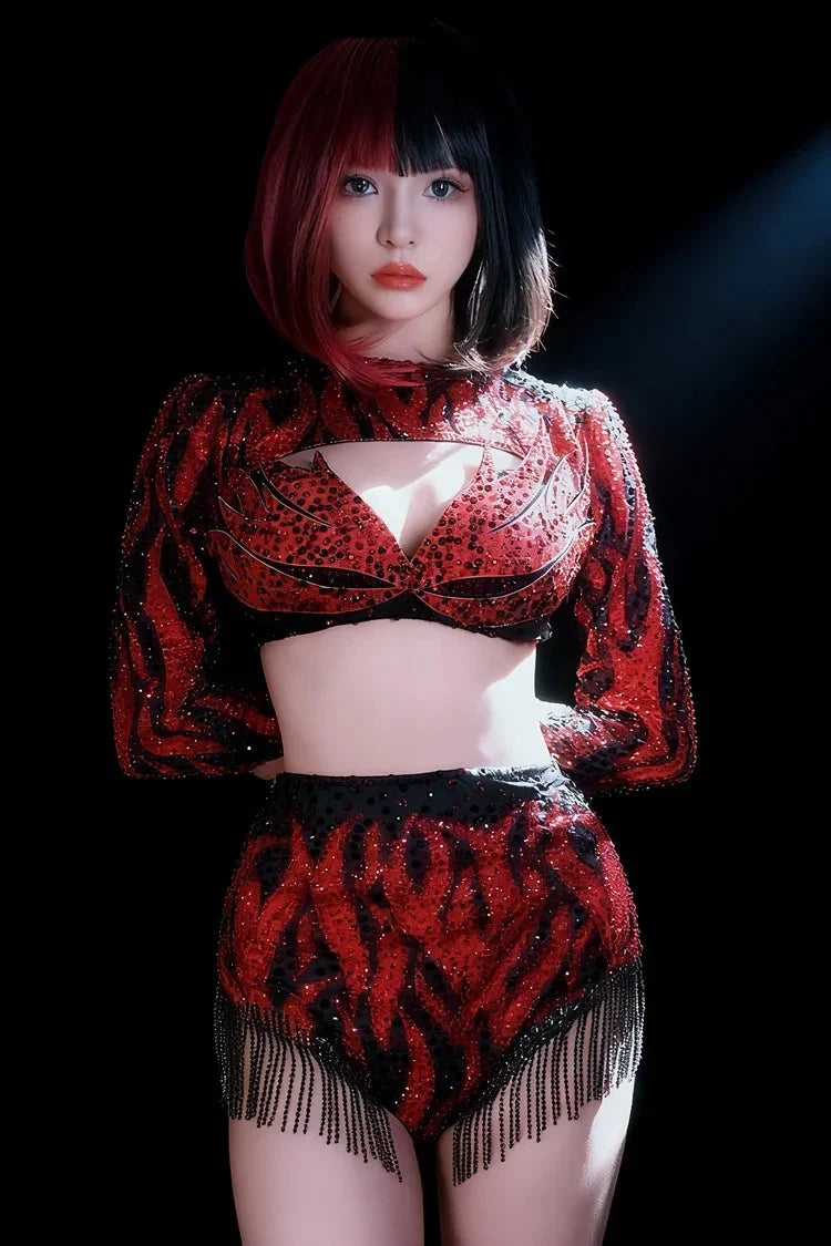 Crimson Crystal Two-Piece Festival Set