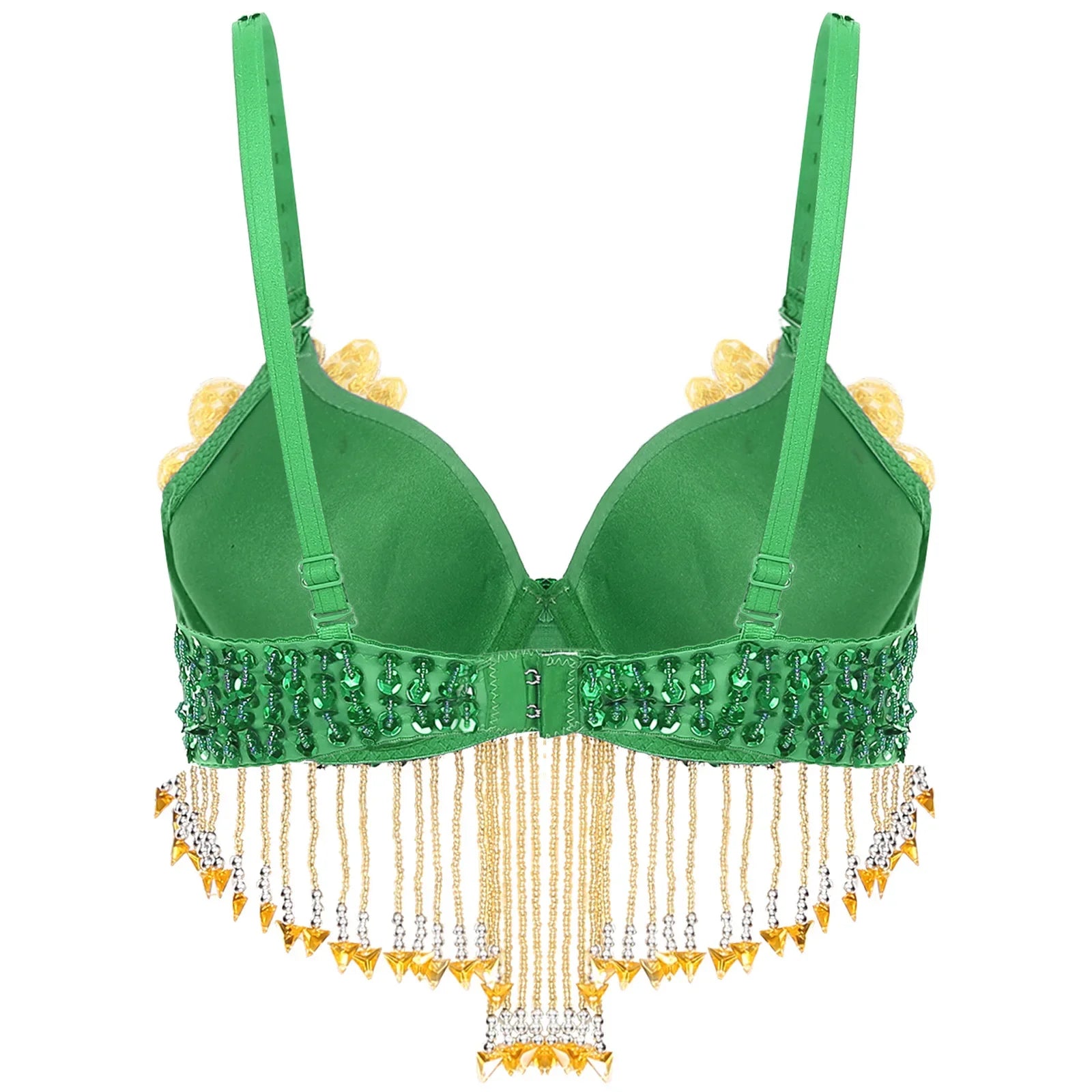Sparkly Floral Beaded Sequin Belly Dance Bra & Tassel Performance Top