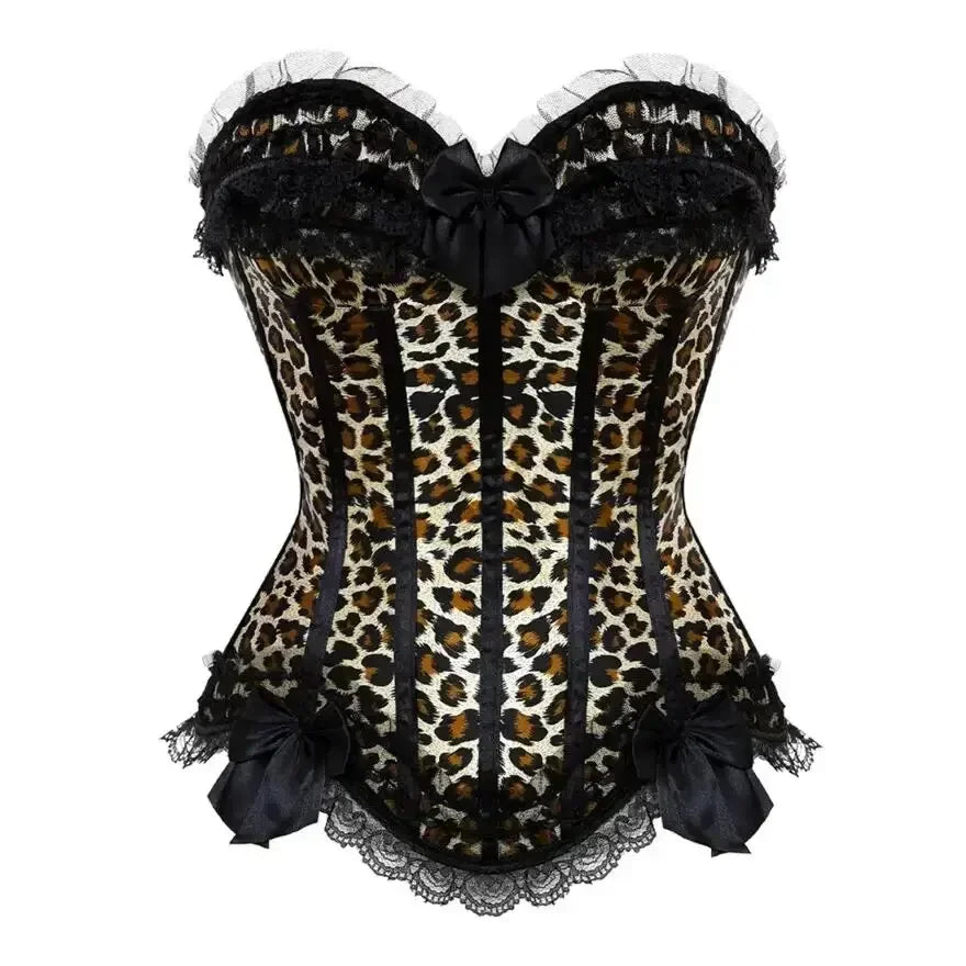 Leopard Satin Overbust Corset