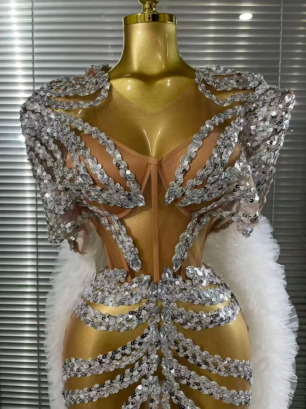 Sequin Ruffle Festival Cape Dress