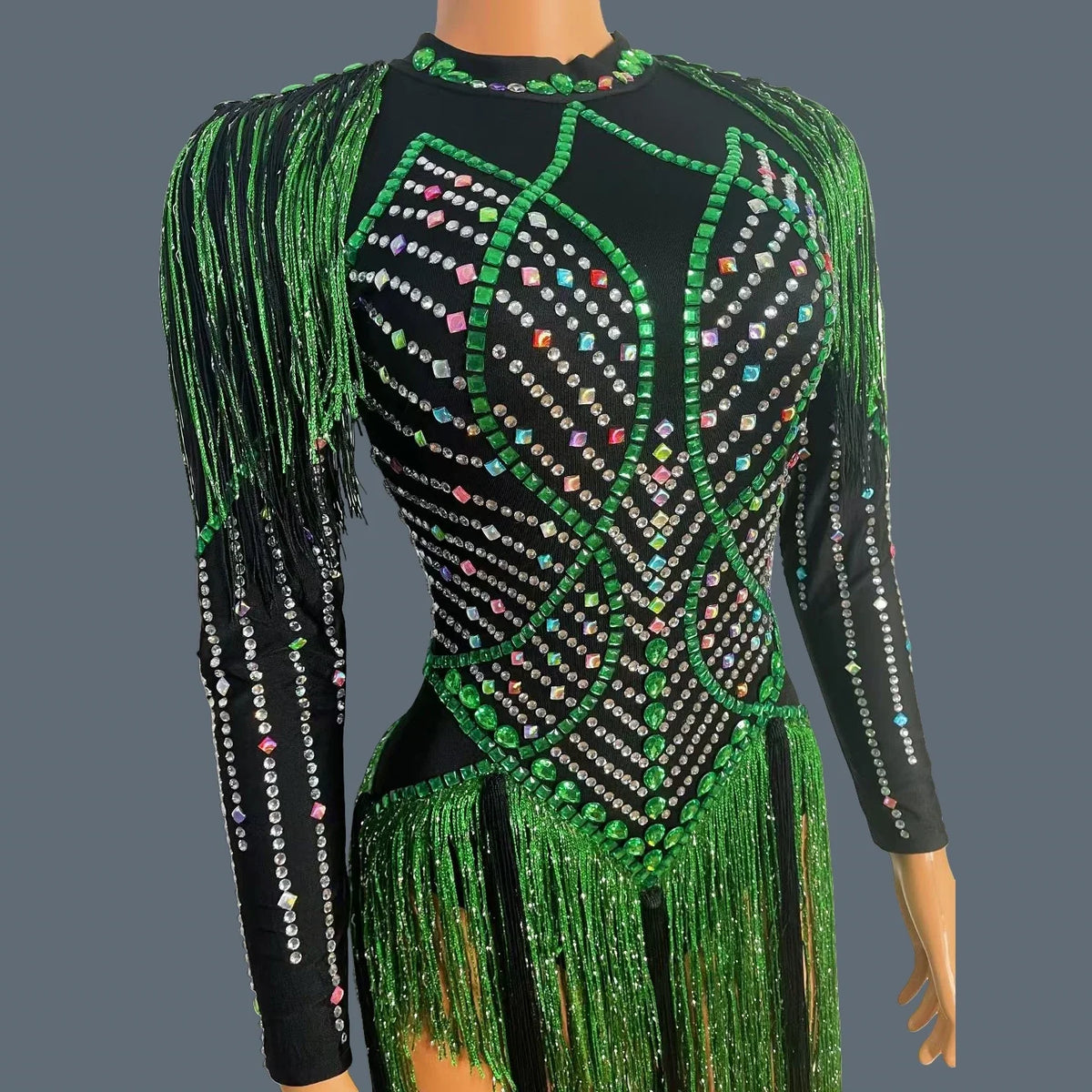 Rhinestone Tassel Fringe Festival Mini Dress