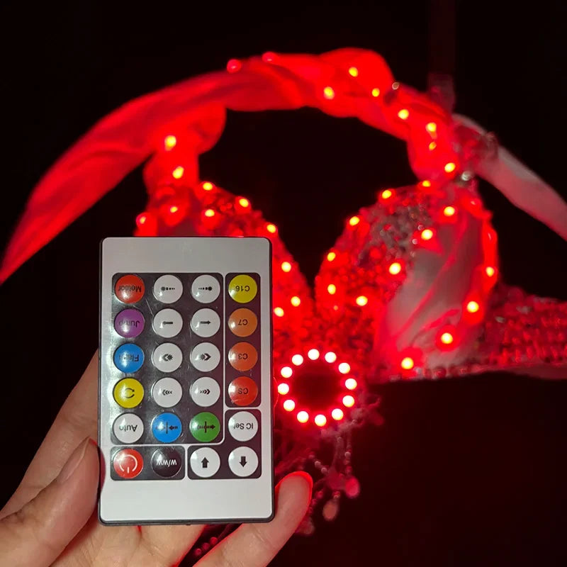 App-Controlled Bluetooth LED Glowing Belly Dance Bra & Stage Performance Top
