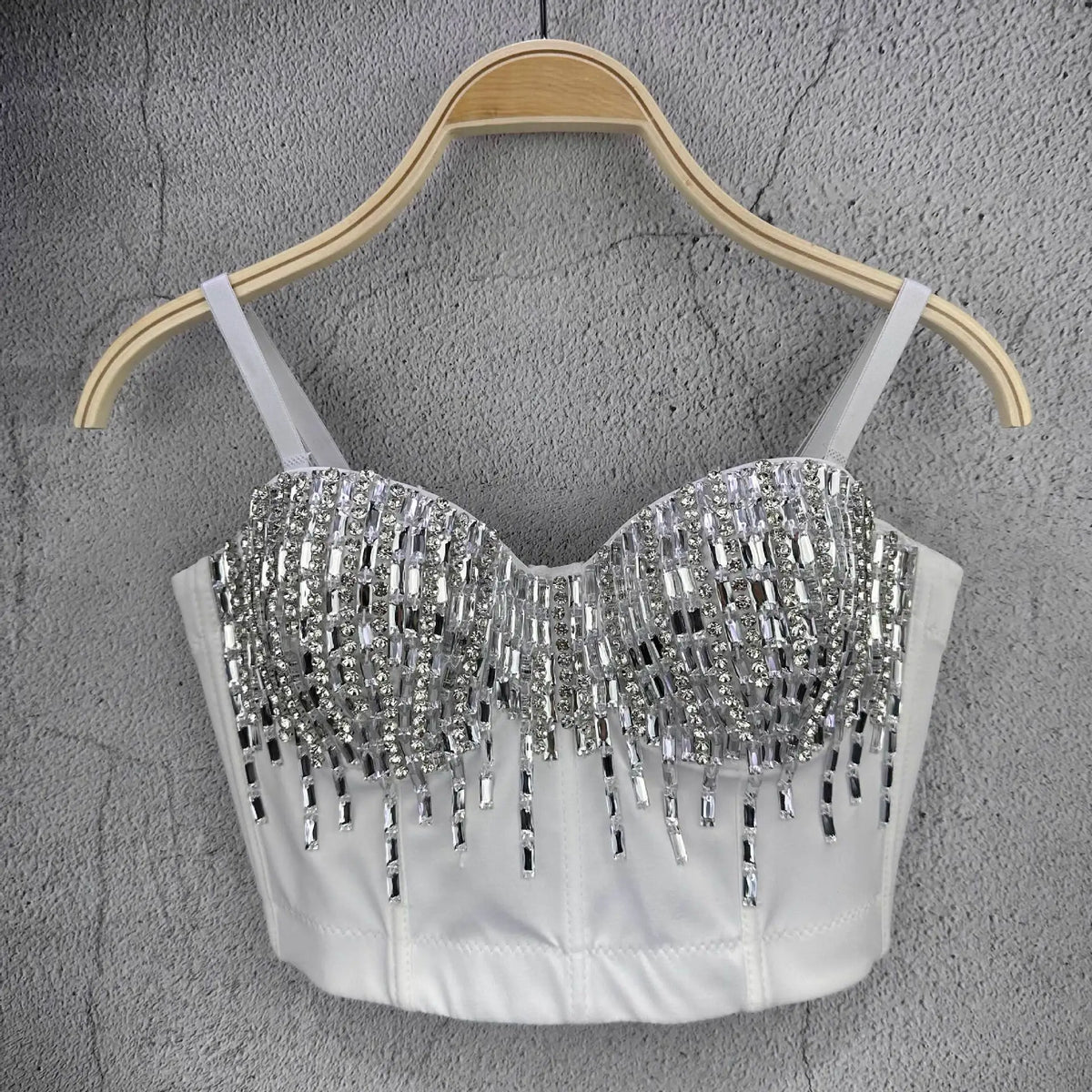 Crystal Beaded Bustier Corset Crop Top Nightclub Party Bralette