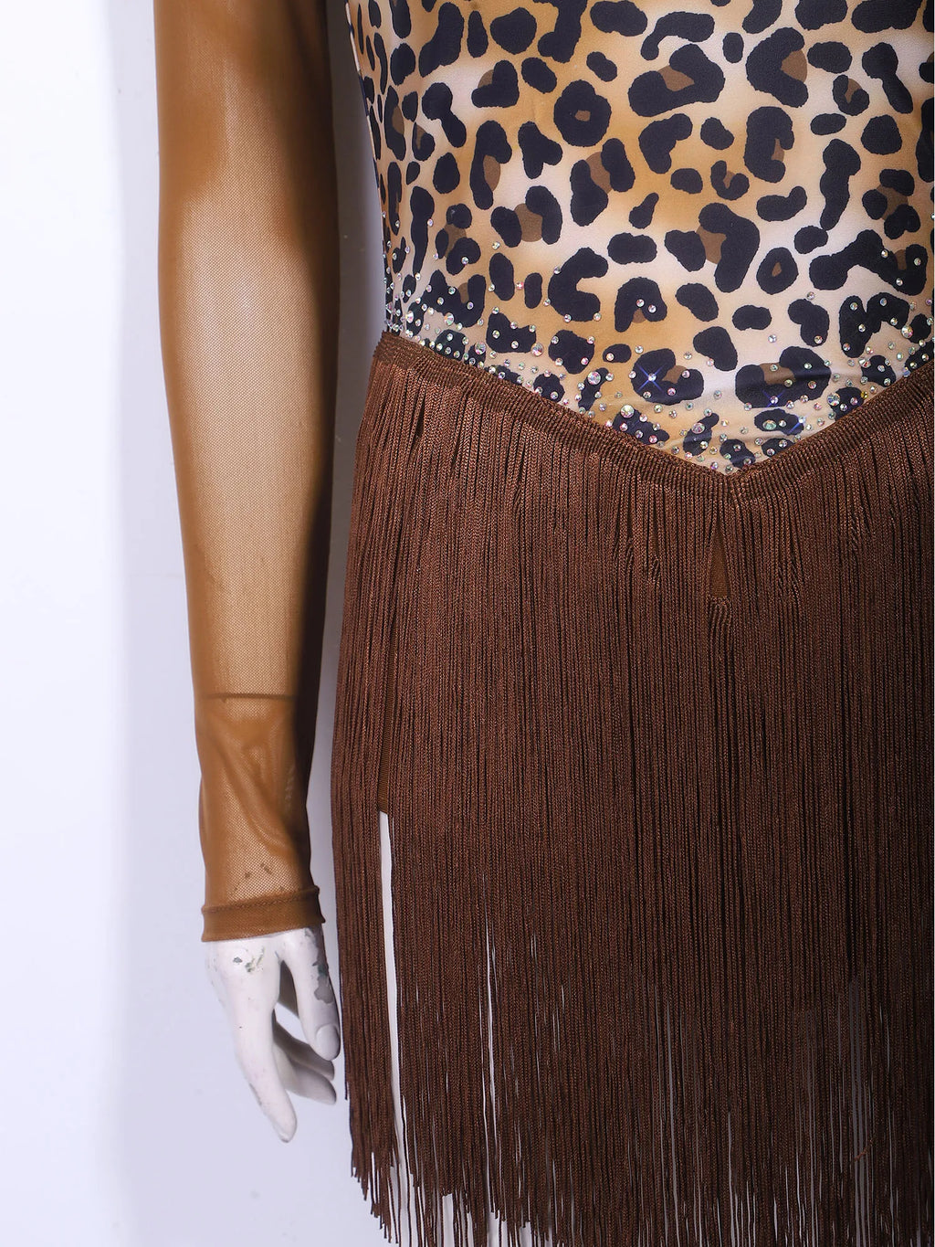 Leopard Rhinestone Fringe Festival Bodysuit
